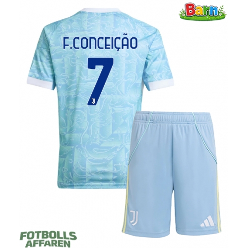 Juventus Francisco Conceicao #7 Bortaställ Barn 2025-26 Kortärmad (+ Korta byxor)